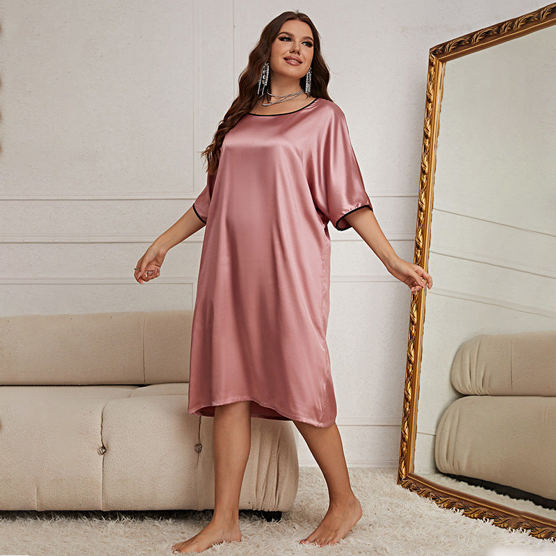 Plus Size Ice Silk Loose Nightgown